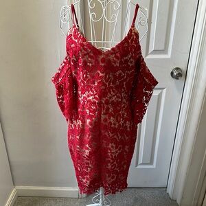 Adelyn Rae Red Lace Dress